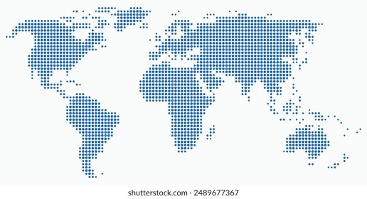 Circle shape world map on white background. Vector illustration.
