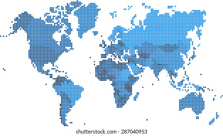 Circle shape world map. Vector illustration.