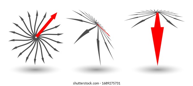flechas en forma de círculo. diferentes perspectivas. concepto de equipo o idea