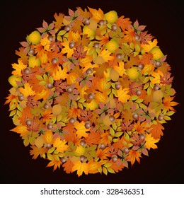 Circle shaped autumn leaves background