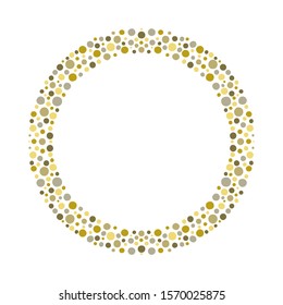 Circle shaped frame. Decorated with green and yellow dots. Perfect for making invitations and postcards for various holidays like a photo frame.