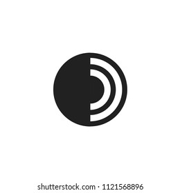 Circle shaped logo vector, rounded logotype with signal waves or ripple, geometric trendy modern logotype