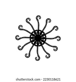 Circle Shaped made from Fern Plant Silhouette Composition. Modern Contemporary Mandala for Logo, Ornate, Decoration or Graphic Design. Vector Illustration