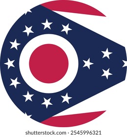 Circle shaped printable vector flag of the United States of America federal state of OHIO