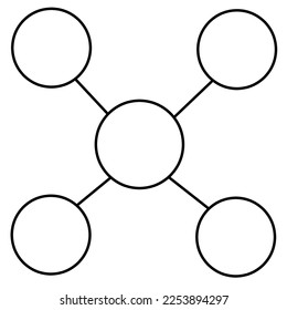 Circle shapes and connected lines on white background. Concept of unity and cooperation.