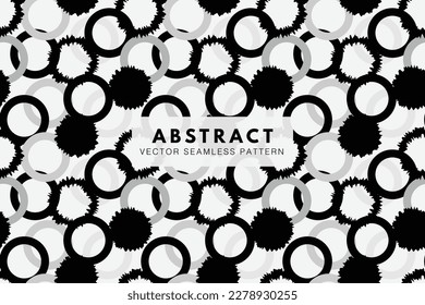 Circle shapes monochrome abstract vector seamless repeating pattern