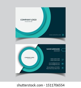 Circle shapes professional business card template design. Modern elegant business card. Contact card for company. Two side creative business card template design