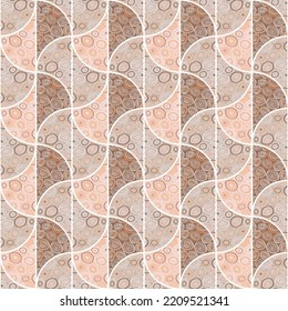 Circle formt nahtloses Muster im Doodle-Stil. Dekoratives Kaleidoskop-Mosaik-Ornament. Geometrisches Design für Gewebe, Stoffdruck, Packpapier, Deckel. Vektorgrafik
