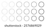 Circle shapes set with and dots and dashed lines, dotted and dashed round frames