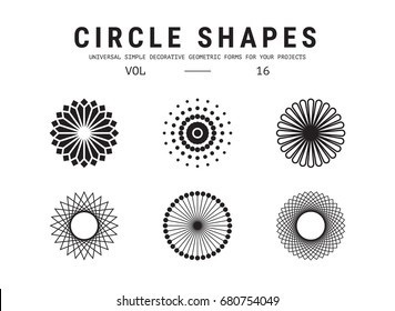 circle shapes set. Universal simple decorative geometric forms for your projects. Minimal logo design