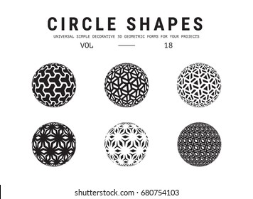 circle shapes set. Universal simple decorative geometric forms for your projects. Minimal logo design