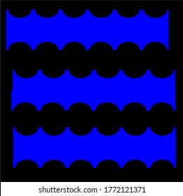 circle shapes and squares that coincide to form as many as six rectangles that are opposite to each other and almost tangent