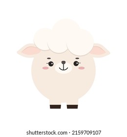 Circle sheep farm animal face icon isolated on white background. Cute cartoon round shape lamb kawaii avatar for kids character. Vector flat clip art illustration mobile ui game application.