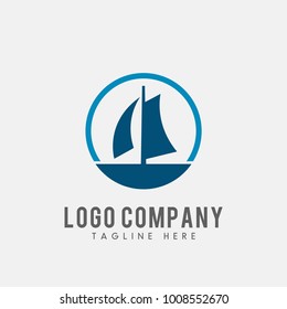 Circle Ship logo vector, Marine icon abstract. Boat vector