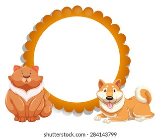 Circle sign with cat and dog in front