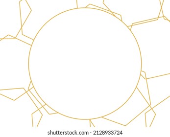 Circle sign and gold hexagon shape on white background vector illustration. Minimal art wall decoration.