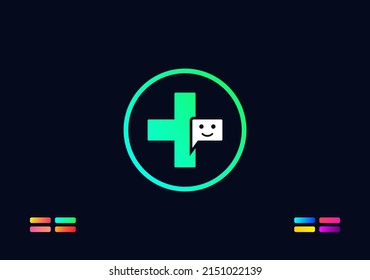 Circle sign Medical app letter P with chat symbol