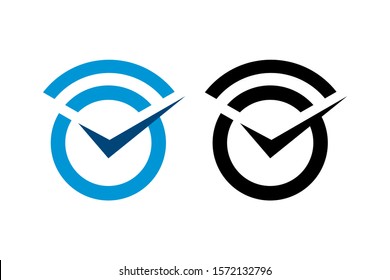 circle signal and clockwork concept for logo with color and one black color
