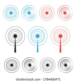 Circle signal waves. Sound or radar vector radio signals