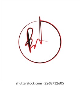 circle signature vector logo design art red end black