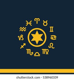 Circle with signs of zodiac.