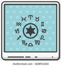 Circle with signs of zodiac flat vector icon.