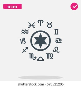 Circle with signs of zodiac flat vector icon.