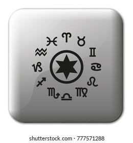 Circle with signs of zodiac flat vector icon.