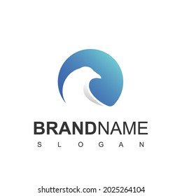 Circle Silhouette Bird Logo Design Template