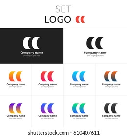 Circle silhouette vector design. Double circle shape identity set icon for company or brand on gradient background. Colorful emblem on isolated white background.