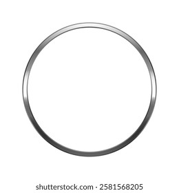 Circle silver frame. Isolated luxury round silver grey border. Glossy gray ring flat frame mockup design element. Vector illustration.