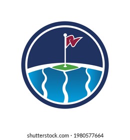 circle simple golf logo design vector template illustrations