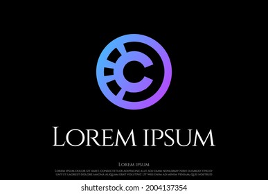 Circle Simple Minimalist Initial Letter C CC Logo Design Vector