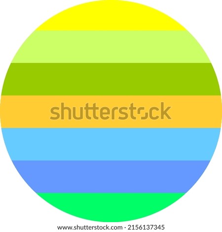 A circle with six colored bands.