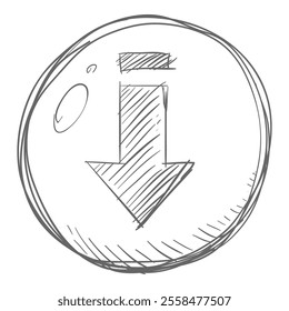 Circle Sketch Button with Download Icon