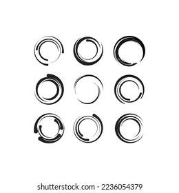 circle sketch frame set. Rounded circle scribble line. circular icon, Vector illustration.