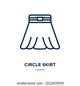 circle skirt icon from clothes collection. Thin linear circle skirt, dress, woman outline icon isolated on white background. Line vector circle skirt sign, symbol for web and mobile