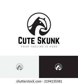 Circle Skunk Head Cute Little Animal Nature Logo