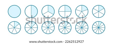 Circle slice division, 12 fraction pie, chart vector icon. Graphic illustration