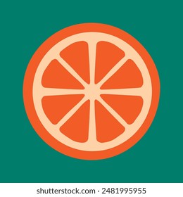 Circle Slice Orange. Vector Illustration of Citrus Fruit. Juicy.