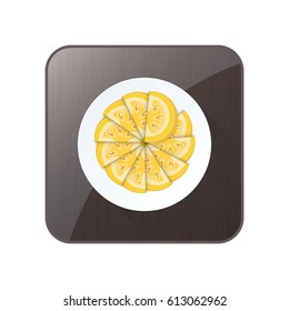 Circle Sliced Tomato Yellow Color icon and button