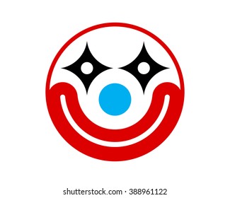 circle smiling funny clown face
