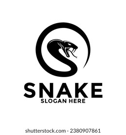 Circle snake logo vector icon design template