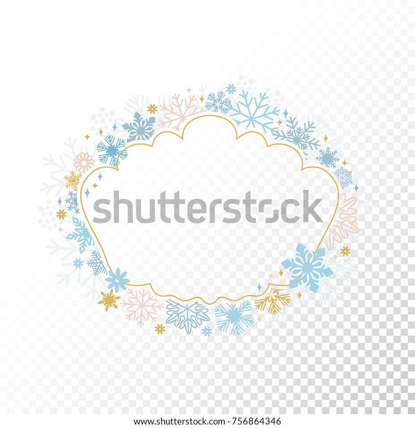 Circle Snowflake Frame Festive Decoration On Stock Vector Royalty