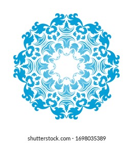 Circle Snowflake Ornaments. Blue Gradient Design. Vector Illustration.