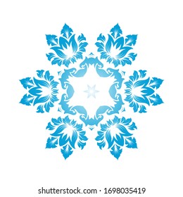 Circle Snowflake Ornamente. Blaues Farbverlauf-Design. Vektorillustration Illustration.