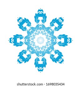 Circle Snowflake Ornaments. Blue Gradient Design. Vector Illustration.