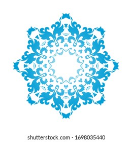 Circle Snowflake Ornamente. Blaues Farbverlauf-Design. Vektorillustration Illustration.