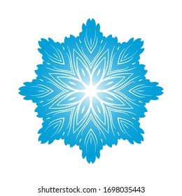 Circle Snowflake Ornaments. Blue Gradient Design. Vector Illustration.