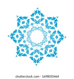 Circle Snowflake Ornaments. Blue Gradient Design. Vector Illustration.
